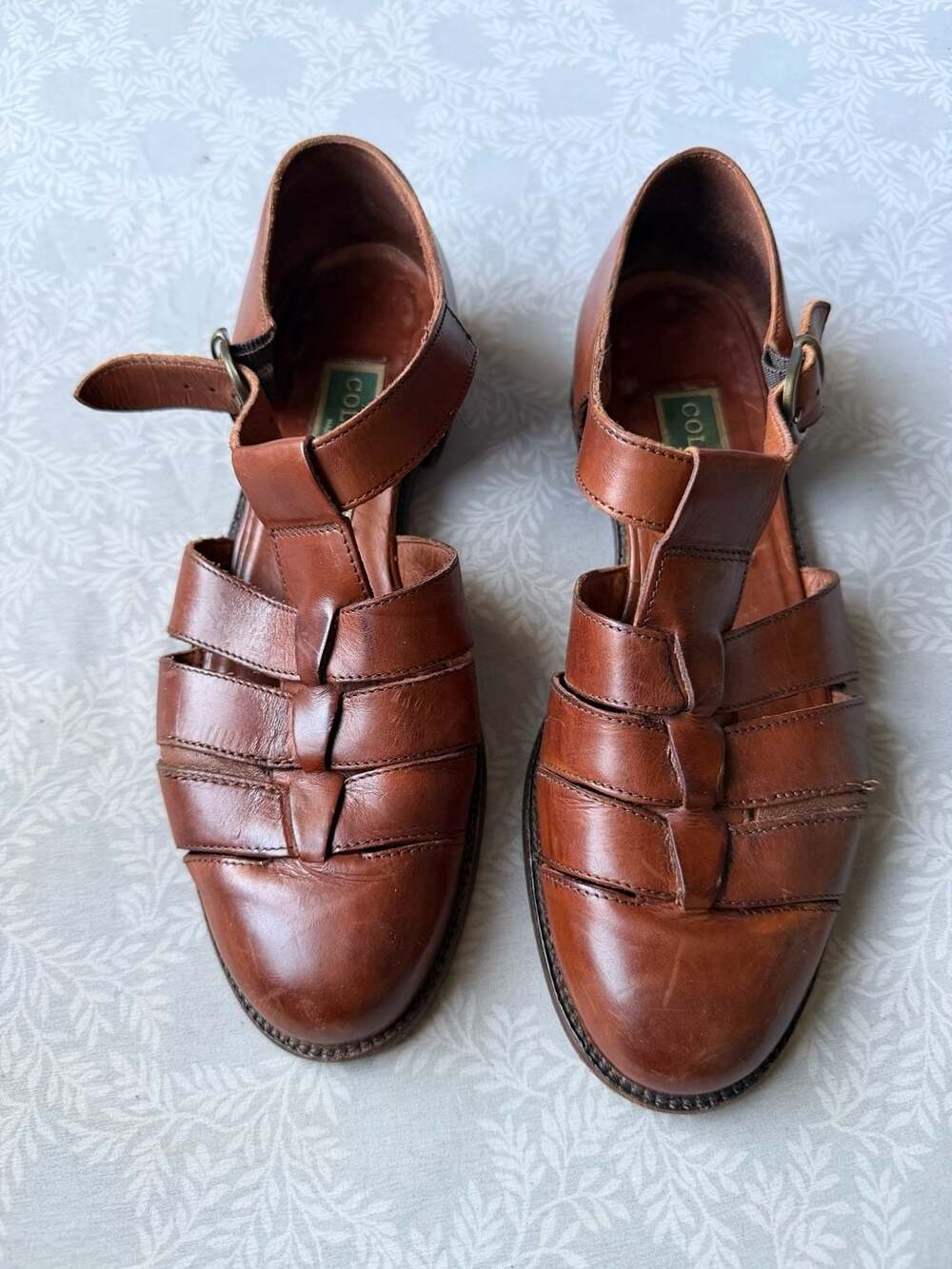 Vintage 90s Cole Haan Made in Italy Brown Leather Huarache SandalsWomen's Size7B